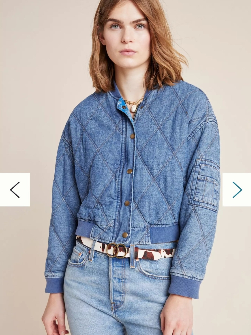 Lindy Quilted Denim Bomber Jacket
